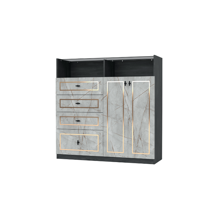 ตู้ลิ้นชัก 4 ลิ้นชัก WISDOM DESIGN FURNITURE GDW-121 120 ซม. สีแอชเกรย์/ไลท์มาร์เบิ้ล